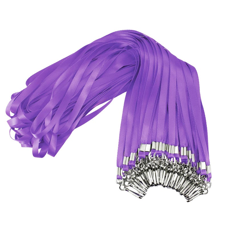 Korty Purple Lanyards Bulk 50 packs Lanyards for ID Badges Lanyards with Swivel Hook Clips for Name Tag Lanyard ID Holder - Image 1